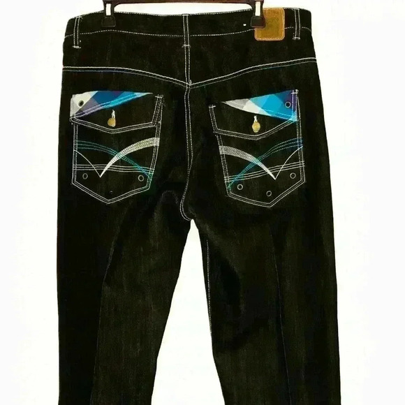 Urban Label Jeans mens 38x34 high rise Y2K Hip Hop Skater black flaw - Picture 5 of 15